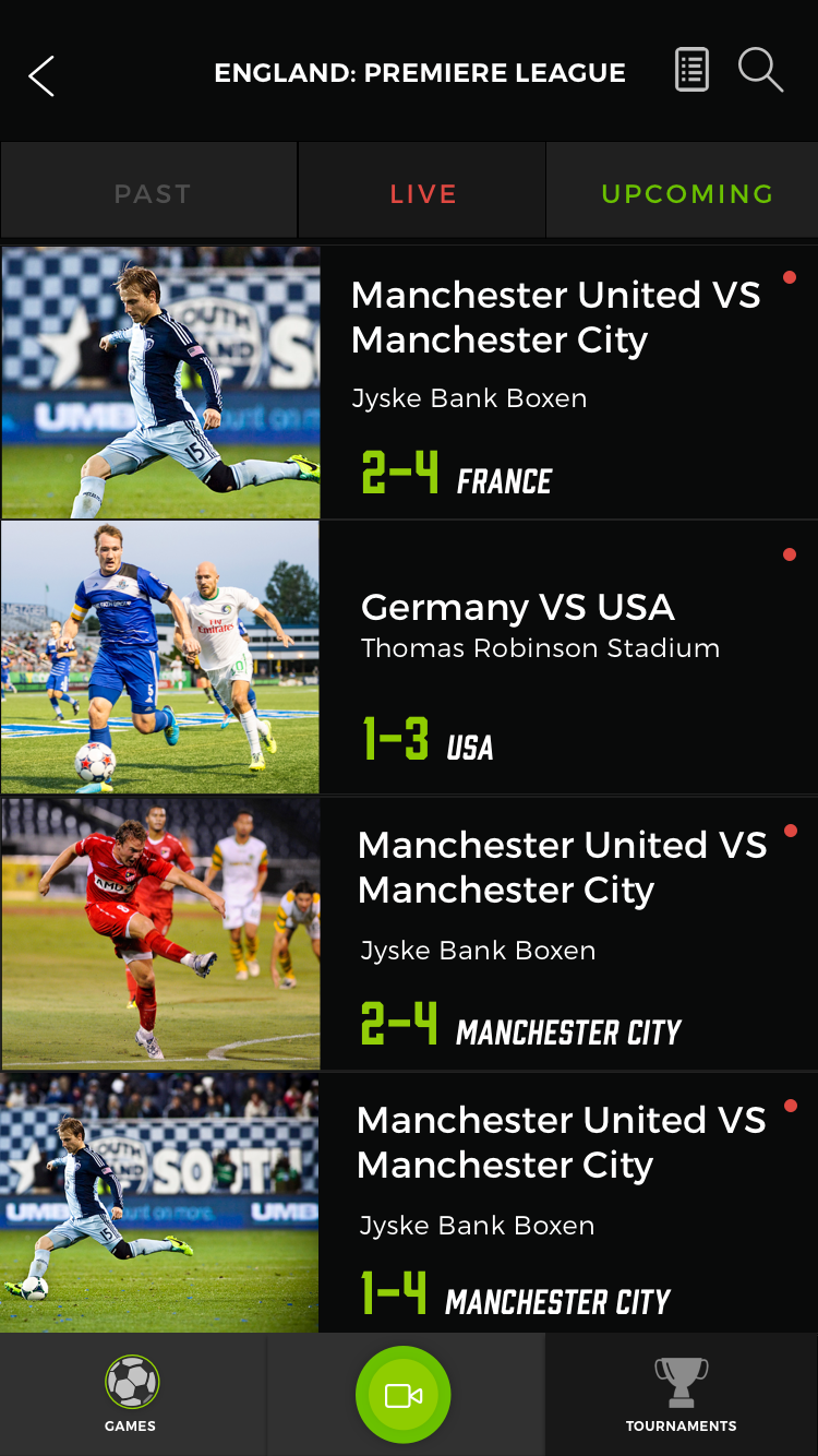 InMatch Sports live match screen